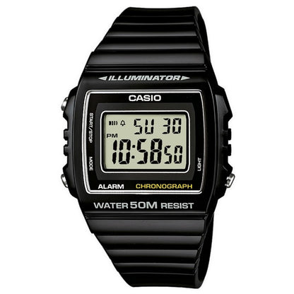 CASIO TIMELESS COLLECTION SPORT ILLUMINATOR WR 50M, ÄRATUS, KRONOGRAAF – MUST W-215H-1AVDF