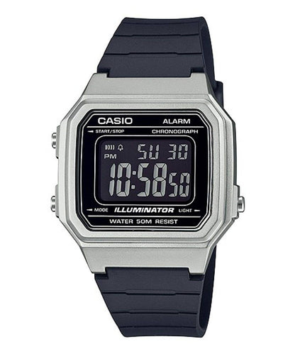 CASIO TIMELESS COLLECTION SPORT ILLUMINATOR WR 50M, ALARM, KRONOGRAAF - HÕBEDANE - METALLSEERIA W-217HM-7BVDF