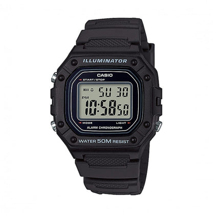 CASIO COLLECTION SPORT ILLUMINATOR WR 50M, ALARM, KRONOGRAAF – MUST W-218H-1AVEF