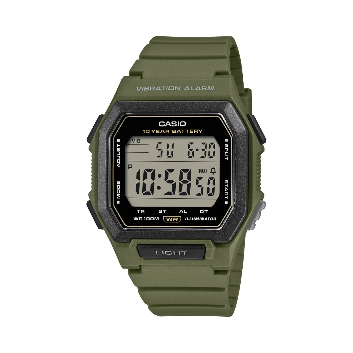 CASIO COLLECTION ILLUMINATOR 10-AASTASE PATAREIGA – ARMY GREEN W-738H-3AVEF