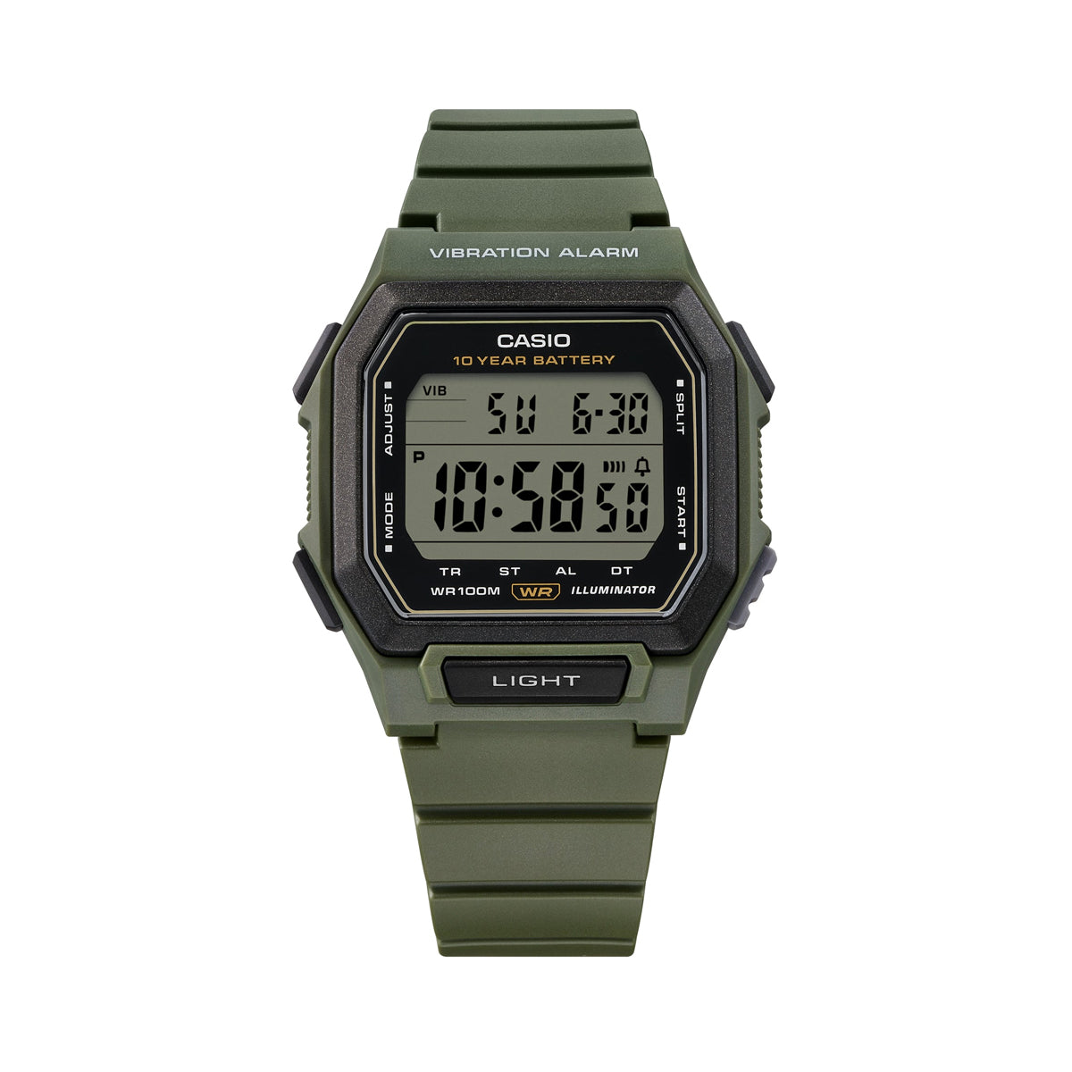 CASIO COLLECTION ILLUMINATOR 10-AASTASE PATAREIGA – ARMY GREEN W-738H-3AVEF