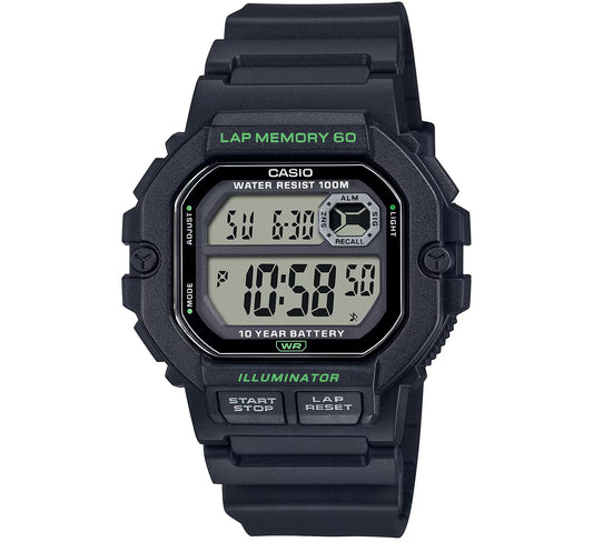 CASIO SPORT ILLUMINATOR LAP MEMORY 60 - ЧЕРНЫЕ WS-1400H-1AVCF